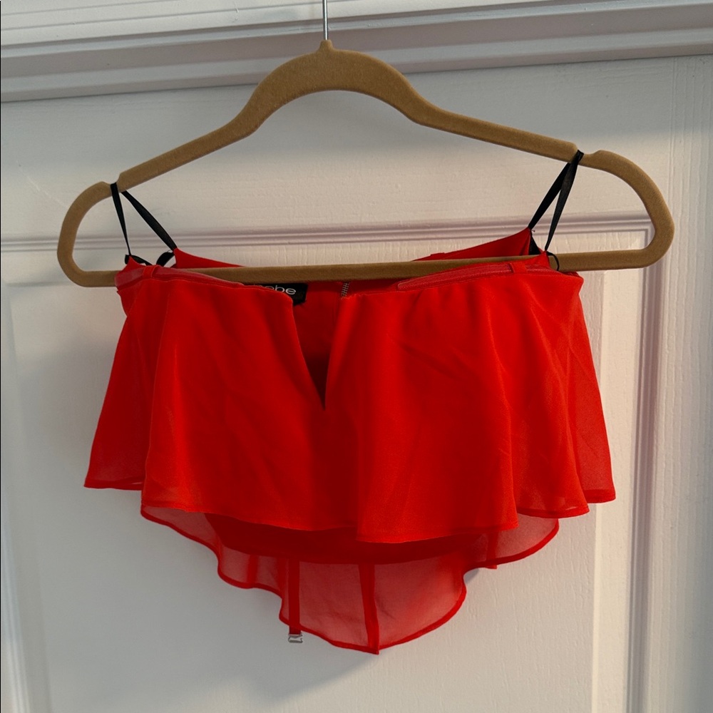 bebe Red Layered Crop Top